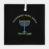 Happy Hanukkah! Glas Ornament (Achterkant)