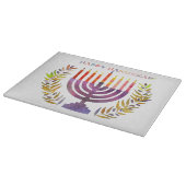 Happy Hanukkah Glass Cutting Board Snijplank (Hoek)