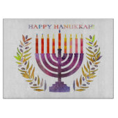 Happy Hanukkah Glass Cutting Board Snijplank (Voorkant)