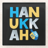 Happy Hanukkah Glazen Onderzetter (Voorkant)