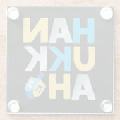 Happy Hanukkah Glazen Onderzetter (Achterkant)