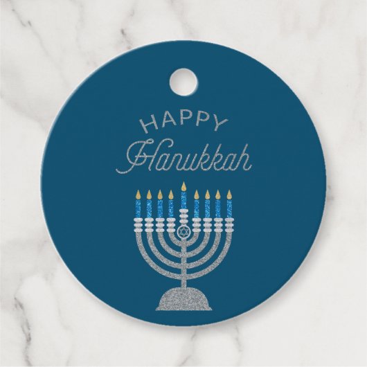 Happy Hanukkah Glitter Bedankjes Labels (Voorkant)