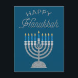 Happy Hanukkah Glitter Briefkaart<br><div class="desc">Hanukkah 2022 begint in de avond van zondag 18 december en eindigt in de avond van maandag 26 december</div>