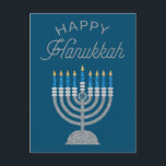 Happy Hanukkah Glitter Briefkaart<br><div class="desc">Hanukkah 2022 begint in de avond van zondag 18 december en eindigt in de avond van maandag 26 december</div>