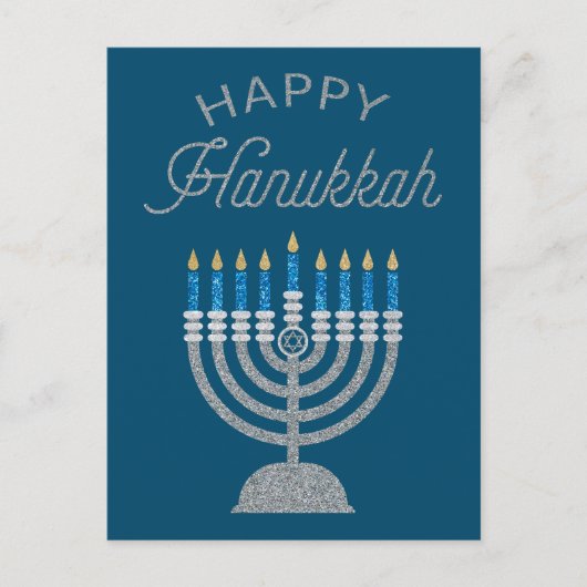 Happy Hanukkah Glitter Briefkaart (Voorkant)