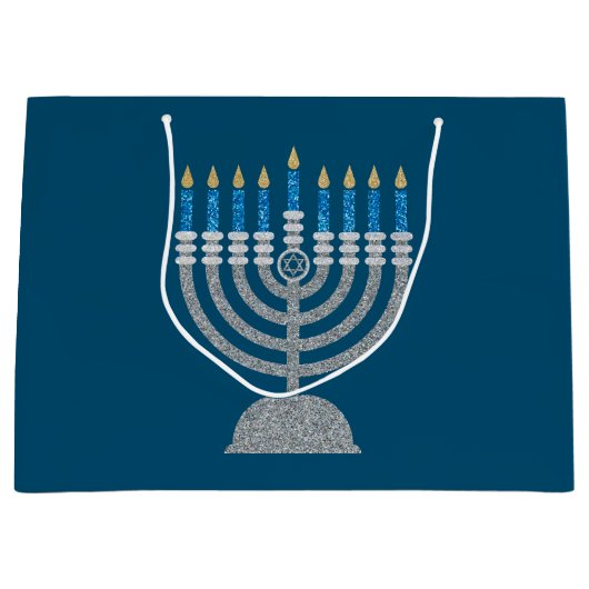 Happy Hanukkah Glitter Groot Cadeauzakje (Voorkant)