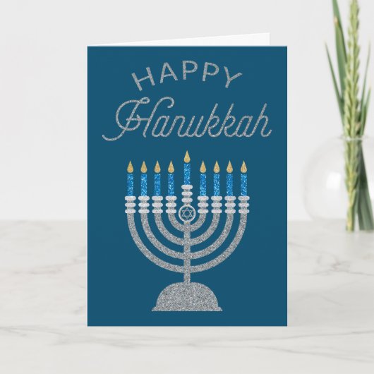 Happy Hanukkah Glitter Wenskaart Bedankkaart (Voorkant)