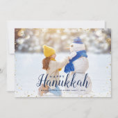 Happy Hanukkah | Glitz Faux Glitter Photo Overlay Feestdagenkaart (Voorkant)