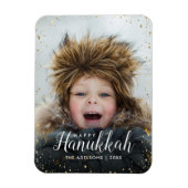 Happy Hanukkah | Glitz Faux Glitter Photo Overlay Magneet (Verticaal)
