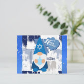 Happy Hanukkah Gnome Dreidel Cute Blue Briefkaart (Staand voorkant)