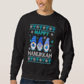 Happy Hanukkah Gnome Gnomies Menorah Pajama Ugly 4 Trui (Voorkant)