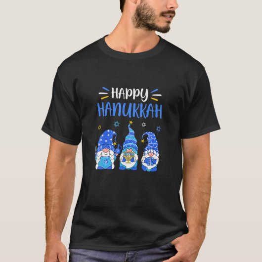 Happy Hanukkah Gnome Menorah Dreidel Kerstmis Xma T-shirt (Voorkant)