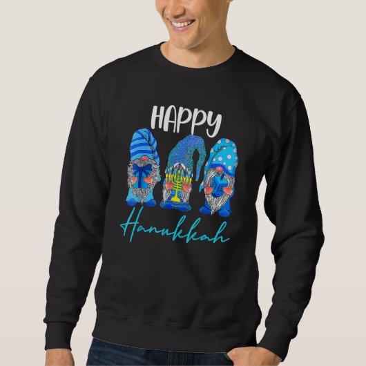 Happy Hanukkah Gnomes Menorah Dreidel Jewish Holid Trui (Voorkant)