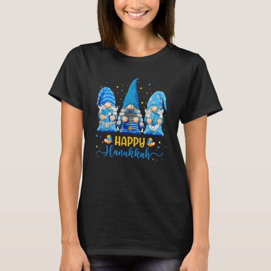 Happy Hanukkah Gnomes Menorah Hanukkah Jewish Holi T-shirt (Voorkant)