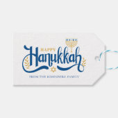 "Happy Hanukkah" Gold Menorah Cadeaulabel (Voorkant (Horizontaal))
