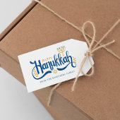 "Happy Hanukkah" Gold Menorah Cadeaulabel