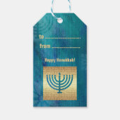 Happy Hanukkah. Gold Menorah Custom Cadeaulabel (Voorkant)