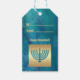 Happy Hanukkah. Gold Menorah Custom Cadeaulabel