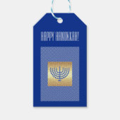 Happy Hanukkah. Gold Menorah Custom Cadeaulabel (Voorkant)