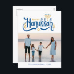 "Happy Hanukkah" Gold Menorah Feestdagenkaart<br><div class="desc">"Happy Hanukkah" Gold Menorah-ontwerp.</div>