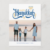 "Happy Hanukkah" Gold Menorah Feestdagenkaart (Voorkant)