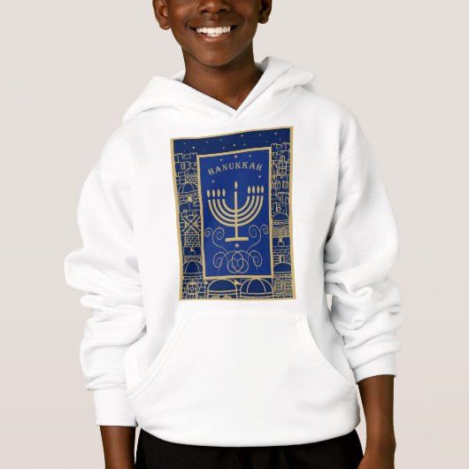 Happy Hanukkah Gold Menorah Jewish Holiday (Voorkant)
