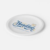 "Happy Hanukkah" Gold Menorah Papieren Bordje (Gekanteld)