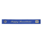 Happy Hanukkah. Gold Menorah & Star van David Gift Satijnen Lint (Voorkant)