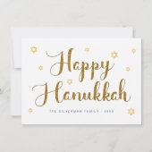 Happy Hanukkah Gold Script Holiday Kaart (Voorkant)