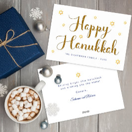 Happy Hanukkah Gold Script Holiday Kaart
