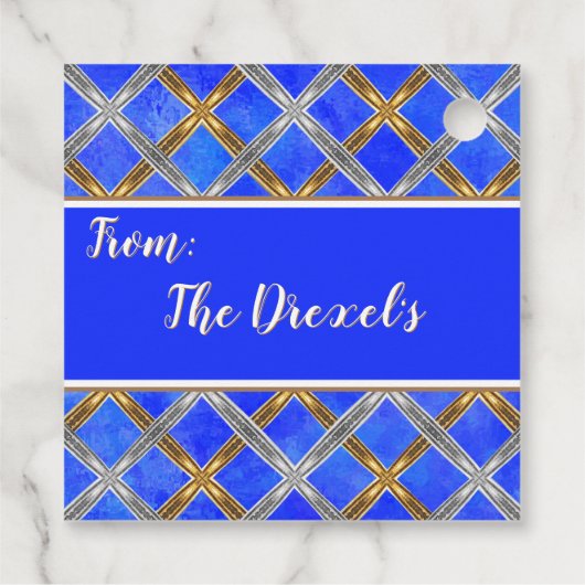 Happy Hanukkah Gold, Silver en White Laced Bedankjes Labels (Achterkant)