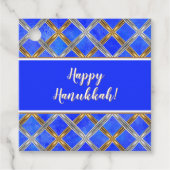 Happy Hanukkah Gold, Silver en White Laced Bedankjes Labels (Voorkant)