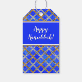 Happy Hanukkah Gold, Silver en White Laced Cadeaulabel