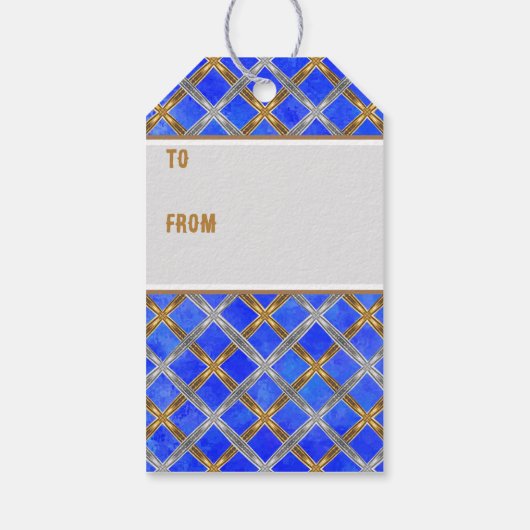 Happy Hanukkah Gold, Silver en White Laced Cadeaulabel (Achterkant)