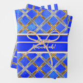 Happy Hanukkah Gold, Silver en White Laced Inpakpapier Vel (In situ)