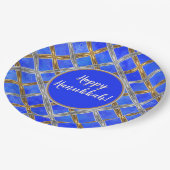 Happy Hanukkah Gold, Silver en White Laced Papieren Bordje (Gekanteld)