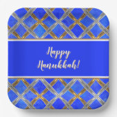 Happy Hanukkah Gold, Silver en White Laced Papieren Bordje (Voorkant)
