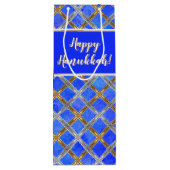 Happy Hanukkah Gold, Silver en White Laced Wijn Cadeautas (Achterkant)