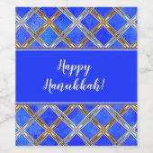 Happy Hanukkah Gold, Silver en White Laced Wijn Etiket (Enkel label)