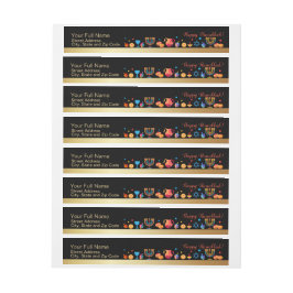 Happy Hanukkah Gold Traditional Menorah Symbols