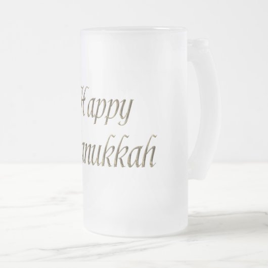 Happy Hanukkah Gold Typography Elegant Chanukah Matglas Bierpul (Voorkant rechts)