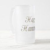 Happy Hanukkah Gold Typography Elegant Chanukah Matglas Bierpul (Voorkant links)
