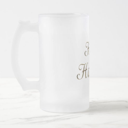 Happy Hanukkah Gold Typography Elegant Chanukah Matglas Bierpul (Links)