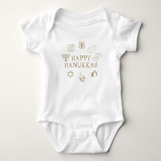 Happy Hanukkah Gold White, schattig Romper (Voorkant)