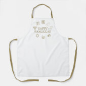 Happy Hanukkah Gold White, schattig Schort (Voorkant)