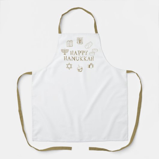 Happy Hanukkah Gold White, schattig Schort (Voorkant)