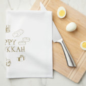 Happy Hanukkah Gold White, schattig Theedoek (Quarter Fold)