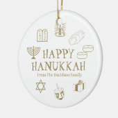 Happy Hanukkah Gold-witte douanenaam bevoordeelt Keramisch Ornament (Links)
