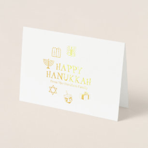 Happy Hanukkah Gold witte douanenaam Folie Kaarten