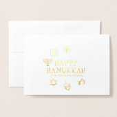 Happy Hanukkah Gold witte douanenaam Folie Kaarten (Voorkant met envelop)